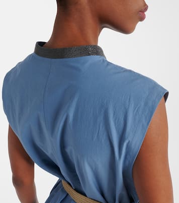 Verziertes Maxikleid aus Baumwollpopeline | Brunello Cucinelli