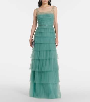 Abito lungo Kali con tulle | Costarellos