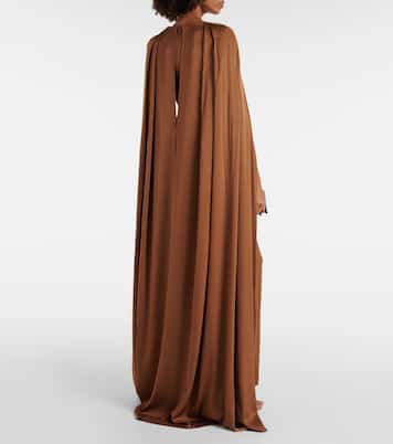 Caped satin gown | Alex Perry