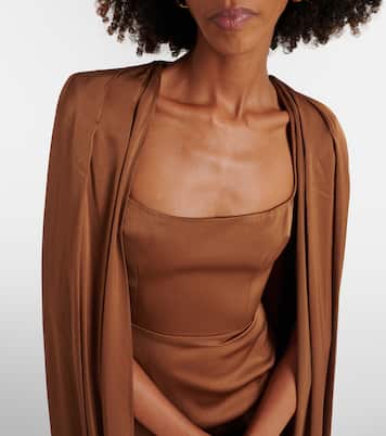 Caped satin gown | Alex Perry