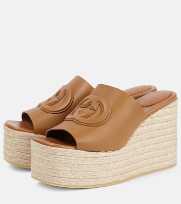 Alpargatas con cuña de piel con GG | Gucci