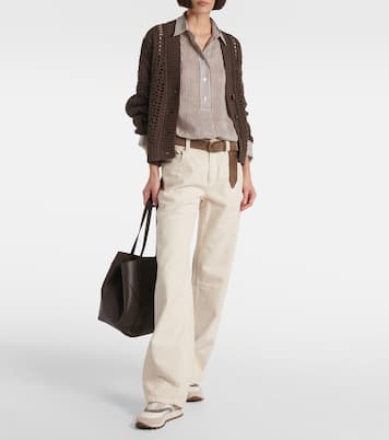 Sneakers con pelle e monili | Brunello Cucinelli