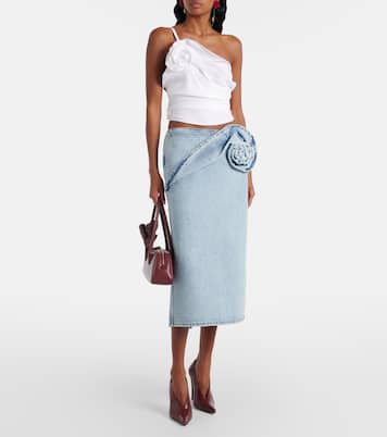 Floral-appliqué draped one-shoulder top | Magda Butrym