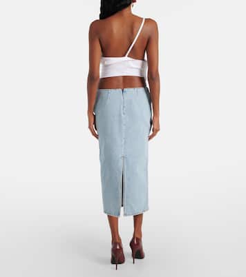 Floral-appliqué draped one-shoulder top | Magda Butrym