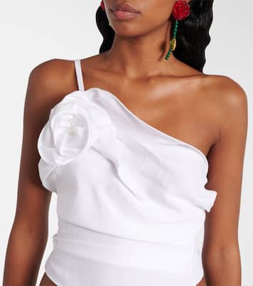 Floral-appliqué draped one-shoulder top | Magda Butrym