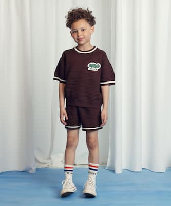 Patch-appliqué cotton crochet top | Mini Rodini
