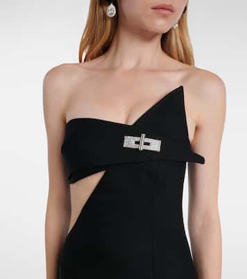 Robe longue asymétrique en laine mélangée | David Koma