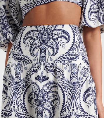 Jupe midi Tropical Cameo imprimée en lin | Farm Rio