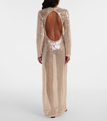 Sequined sheer maxi dress | Adriana Degreas