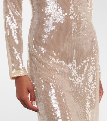 Sequined sheer maxi dress | Adriana Degreas