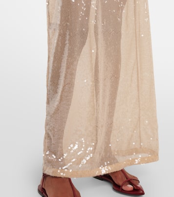 Sequined sheer maxi dress | Adriana Degreas