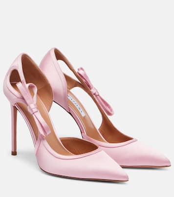 Soave 105 bow-detail satin pumps | Aquazzura