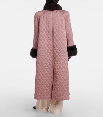 Quilted shearling-trimmed satin coat | Chloé