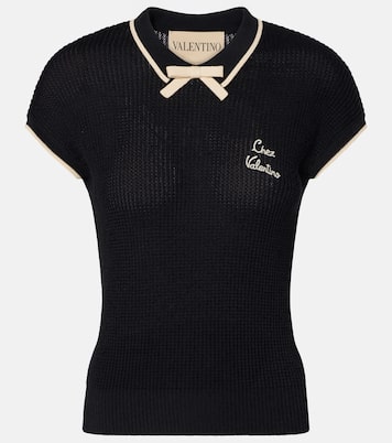 Bow-detail logo cotton-blend top | Valentino