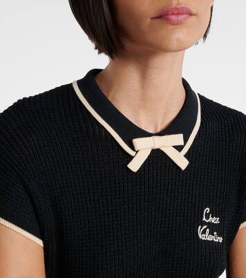 Bow-detail logo cotton-blend top | Valentino