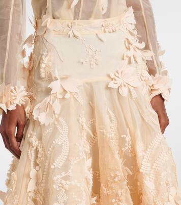 Hypnotic floral-appliqué silk midi skirt | Zimmermann