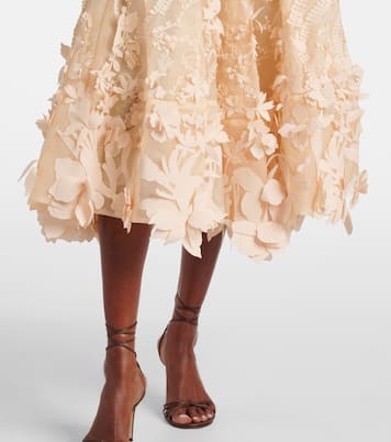 Hypnotic floral-appliqué silk midi skirt | Zimmermann