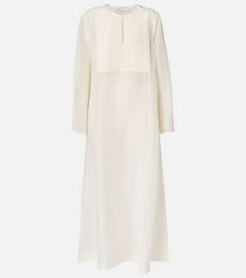 Pleated linen and silk kaftan | Tory Burch
