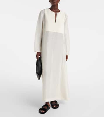 Pleated linen and silk kaftan | Tory Burch