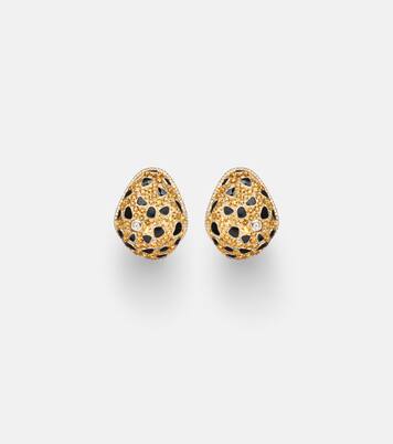 Lynx 9kt gold earrings with citrines, enamel, and diamonds | Yvonne Léon