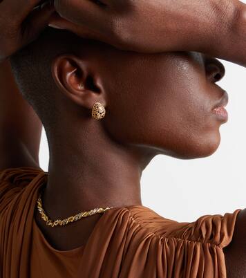 Lynx 9kt gold earrings with citrines, enamel, and diamonds | Yvonne Léon