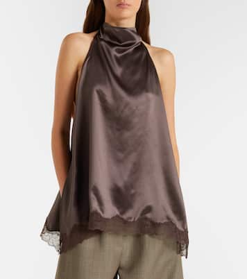 Lace-trimmed silk satin top | Magda Butrym
