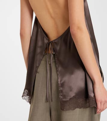 Lace-trimmed silk satin top | Magda Butrym