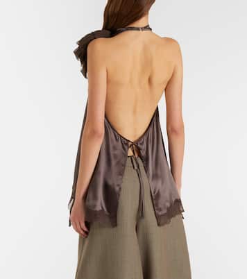 Lace-trimmed silk satin top | Magda Butrym