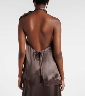 Lace-trimmed silk satin top | Magda Butrym