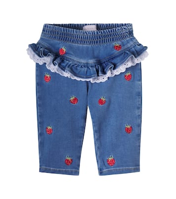 x Disney® baby embroidered ruffled jeans | Monnalisa