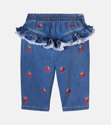 x Disney® baby embroidered ruffled jeans | Monnalisa