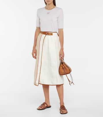 Falda de lino, algodón y piel | Loewe