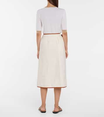 Falda de lino, algodón y piel | Loewe