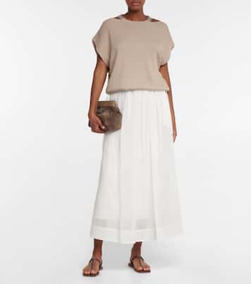 Falda larga en organza de algodón | Brunello Cucinelli