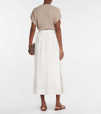 Falda larga en organza de algodón | Brunello Cucinelli