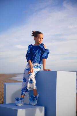 Pantaloni in cotone a gamba larga | Monnalisa