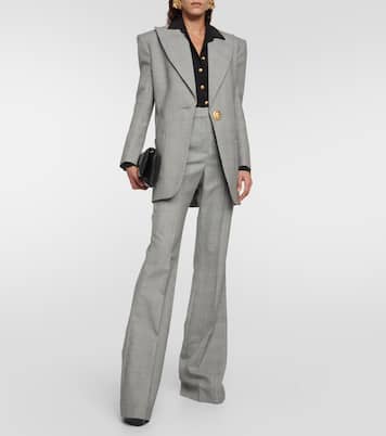 Checked wool flared pants | Balmain