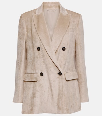 Double-breasted corduroy velvet blazer | Brunello Cucinelli