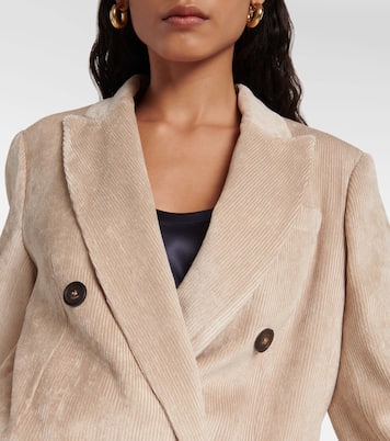 Double-breasted corduroy velvet blazer | Brunello Cucinelli