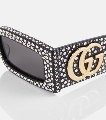 Double G polka-dot rectangular sunglasses | Gucci