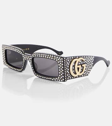 Double G polka-dot rectangular sunglasses | Gucci