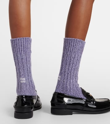 Calze in cashmere e lana con logo | Miu Miu