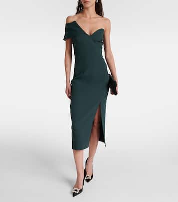 Vestido midi asimétrico Opal de crepé | Safiyaa