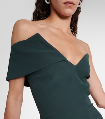 Vestido midi asimétrico Opal de crepé | Safiyaa