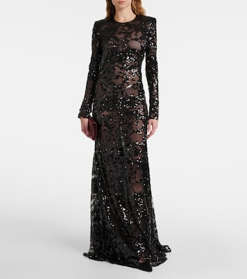 Sequined open-back lace gown | Victoria Beckham