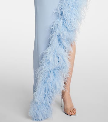 Asymmetric feather-trimmed cocktail dress | David Koma
