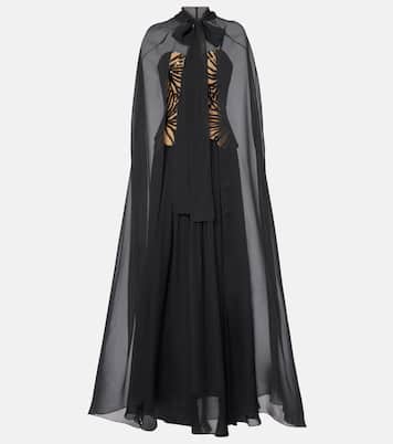 Abito lungo in misto seta con paillettes | Elie Saab