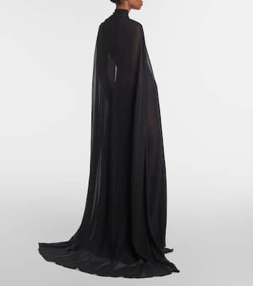 Abito lungo in misto seta con paillettes | Elie Saab
