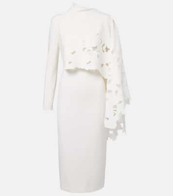 Cape-detail wool-blend midi dress | Oscar de la Renta