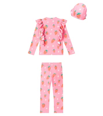 Strawberry ruffled swimsuit and cap set | Jellymallow